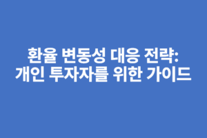 환율 변동성 대응 전략